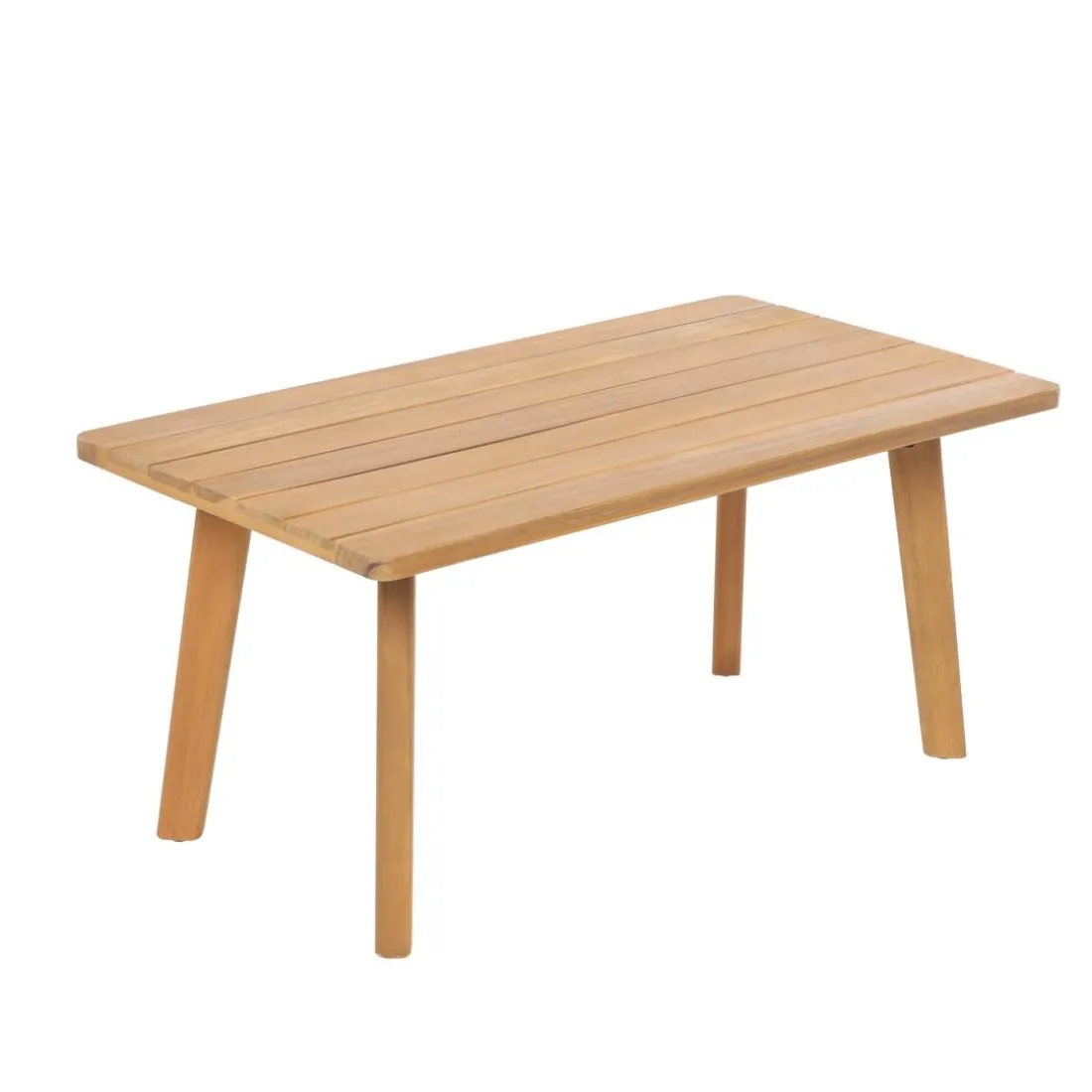 Salon de jardin en rotin et bois massif avec tissu beige TEMUCO style scandinave