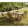 Salon de jardin HANNA en bois teck huilé 8/10 personnes - ensemble de jardin : 1 table ovale extensible 180/240*100 cm et 6 chaises.
