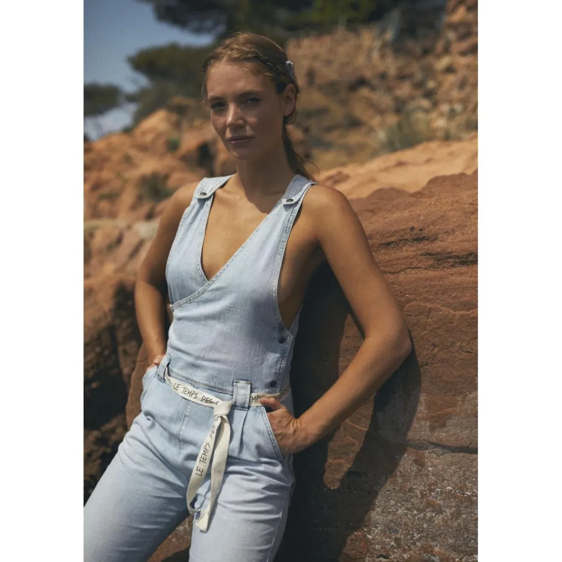 Salopette droit en jeans RIGA bleu Elise