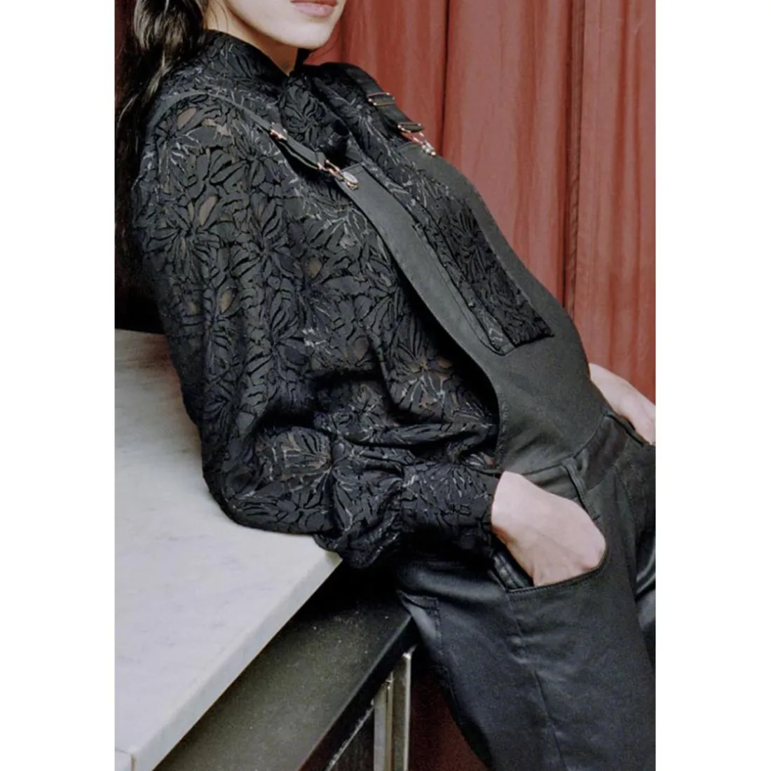 Salopette en jeans ALI noir Olia