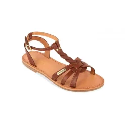 Sandale femme HAMSUNI Marron en cuir