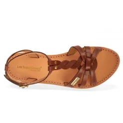 Sandale femme HAMSUNI Marron en cuir