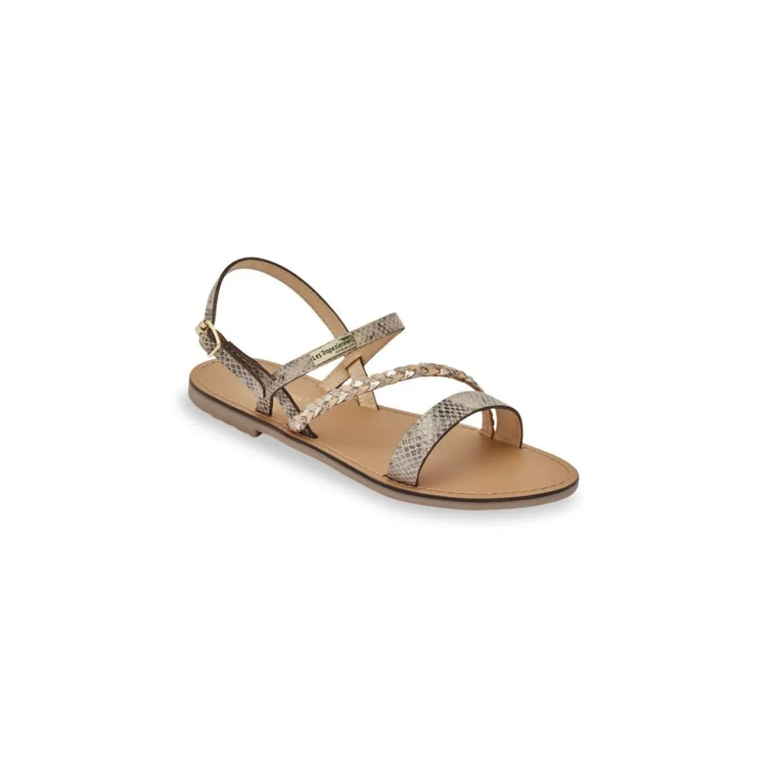 Sandales BATRESSE beige-serpent en cuir