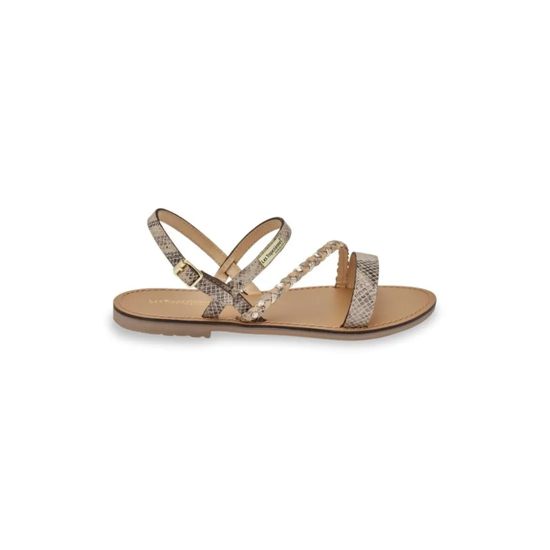 Sandales BATRESSE beige-serpent en cuir