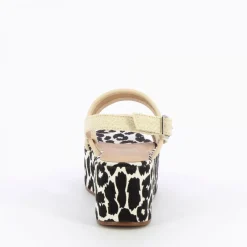 Sandales compensées Femme - Beige effet tweed