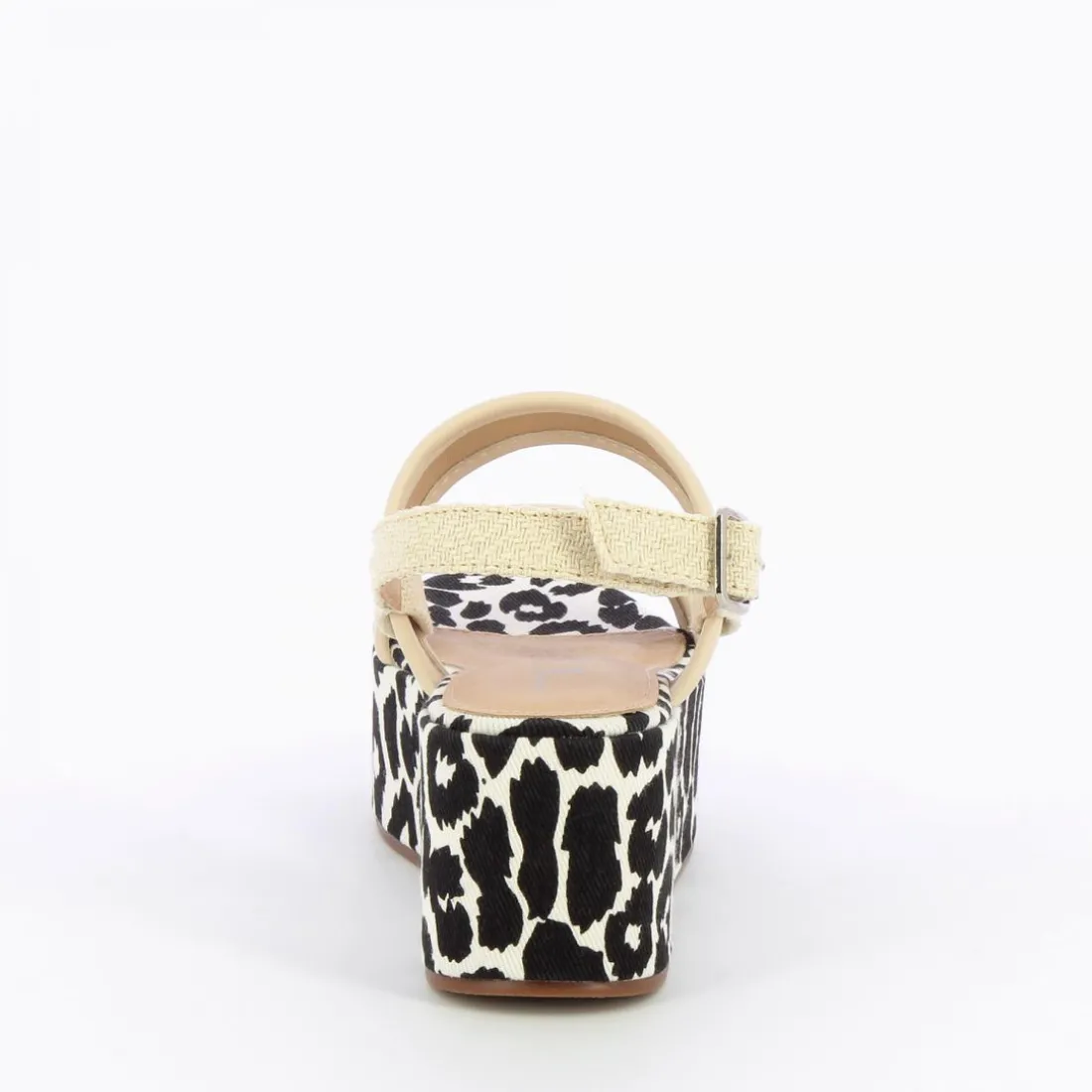 Sandales compensées Femme - Beige effet tweed