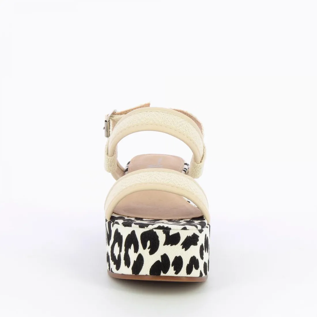 Sandales compensées Femme - Beige effet tweed