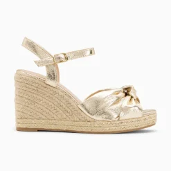 Sandales compensées nouées Georgina or