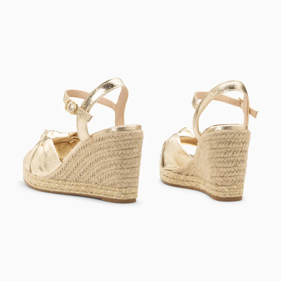 Sandales compensées nouées Georgina or