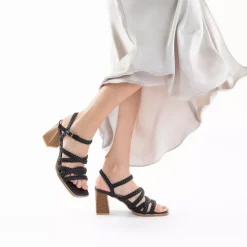 Sandales Femme - Multibrides tressées noir