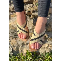 Sandales Femme En Cuir - Beige