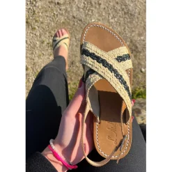 Sandales Femme En Cuir - Beige