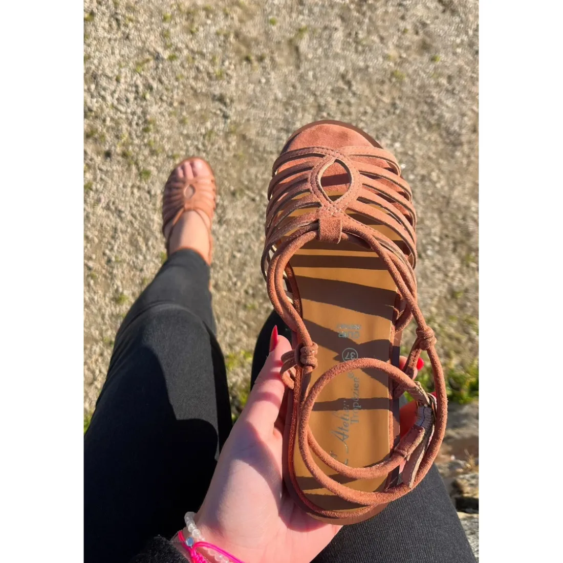 Sandales Femme En Cuir - Marron rose