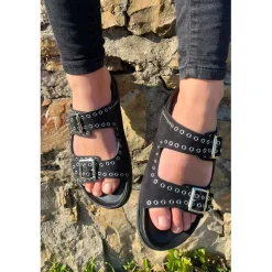 Sandales Femme En Cuir - Noir