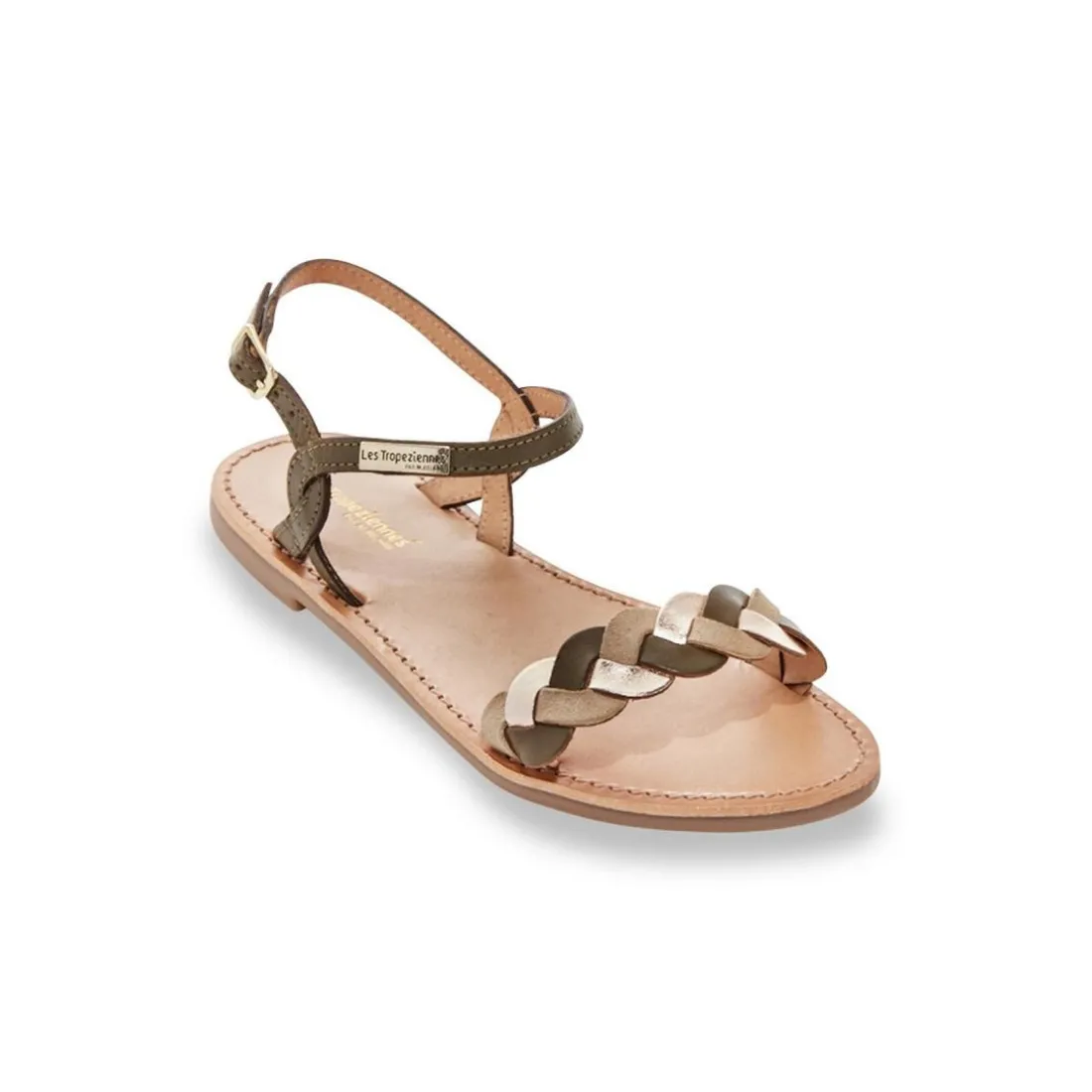 Sandales femme HORTENSE kaki en cuir