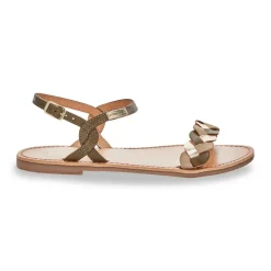Sandales femme HORTENSE kaki en cuir