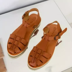 Sandales femme MATILDA camel en cuir