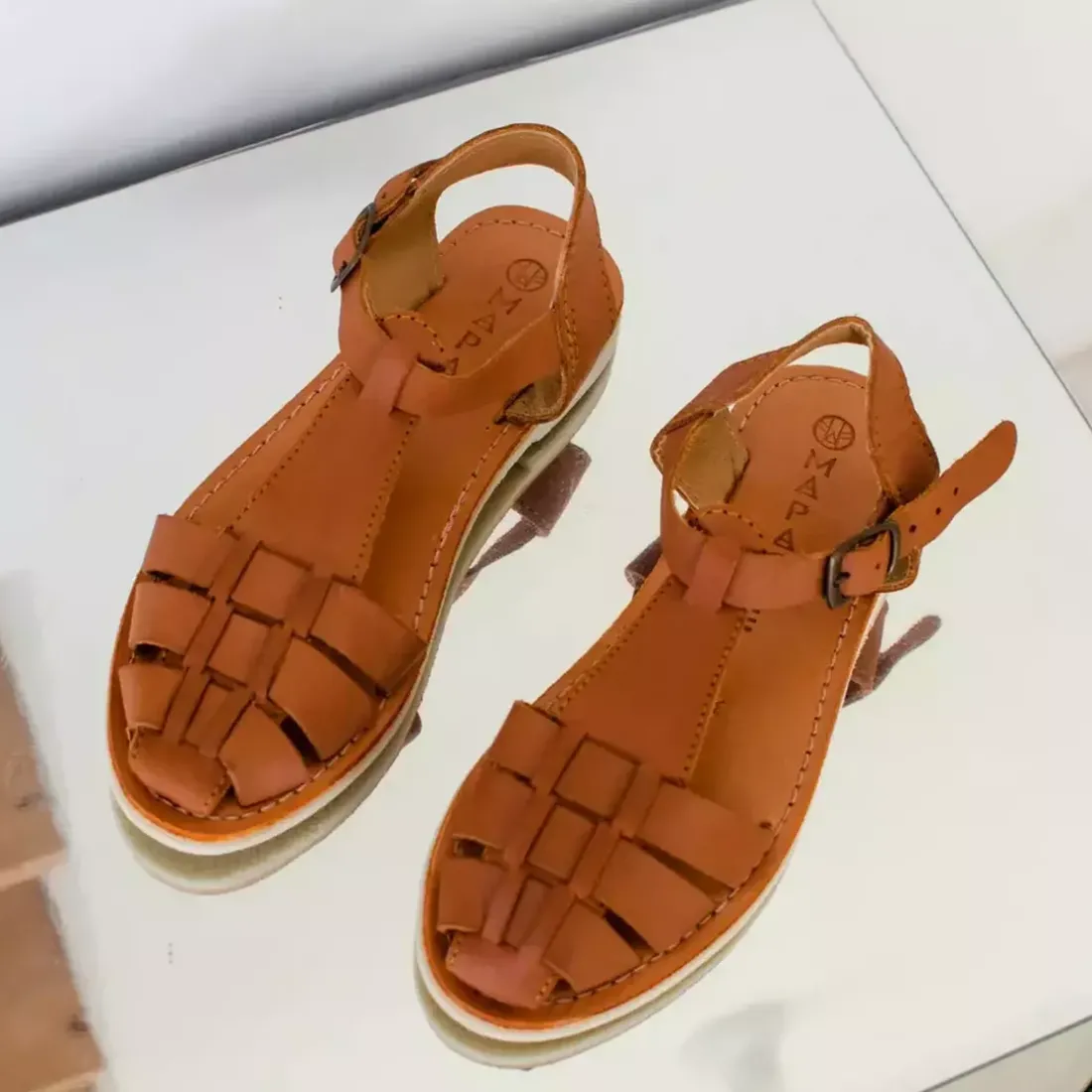Sandales femme MATILDA camel en cuir