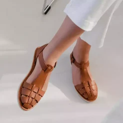 Sandales femme MATILDA camel en cuir
