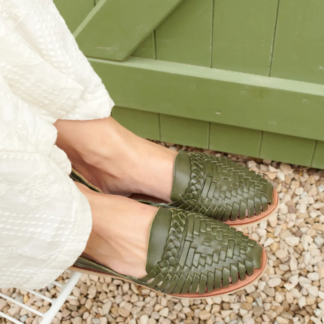 SANDALES FEMMES EN CUIR ALEGRE OLIVE vert
