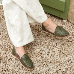 SANDALES FEMMES EN CUIR ALEGRE OLIVE vert