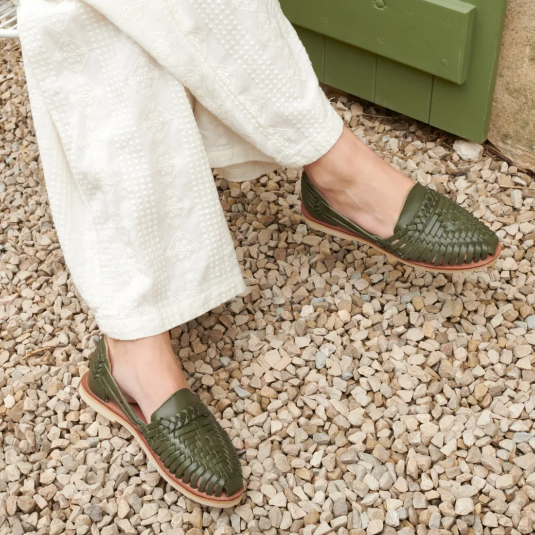 SANDALES FEMMES EN CUIR ALEGRE OLIVE vert