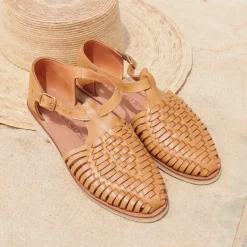 SANDALES FEMMES EN CUIR PEONIA CAMEL