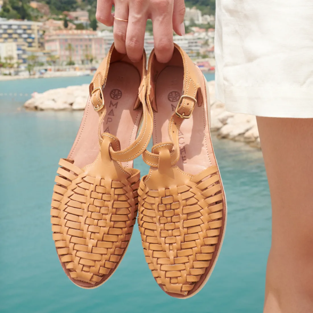 SANDALES FEMMES EN CUIR PEONIA CAMEL