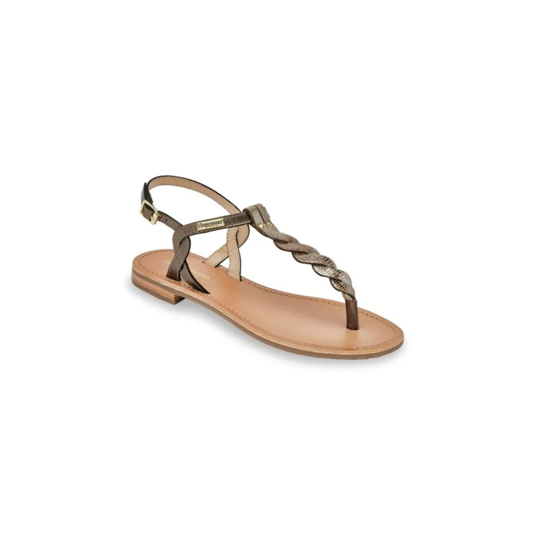 Sandales HAMSONG kaki-or en cuir
