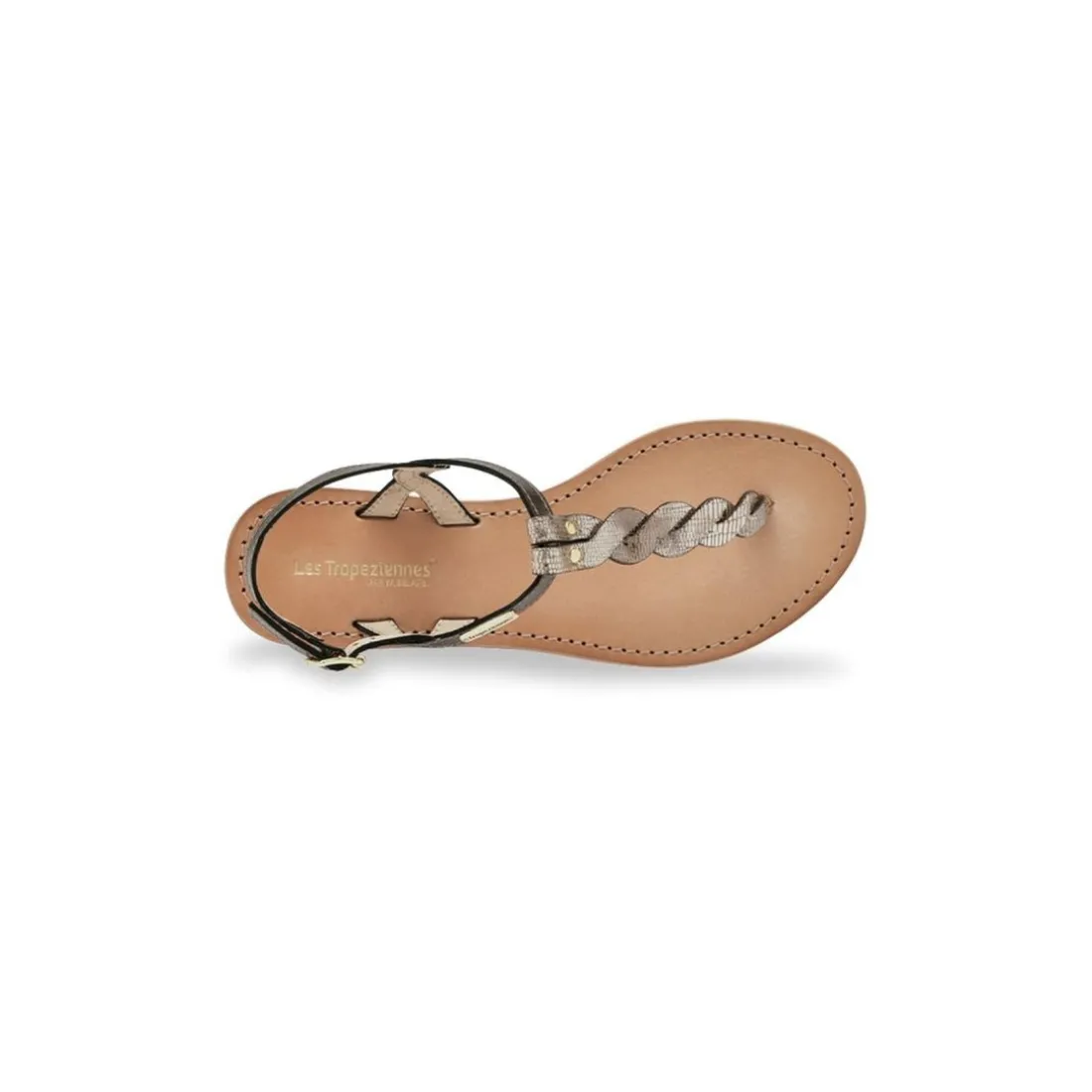 Sandales HAMSONG kaki-or en cuir