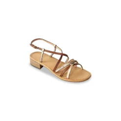 Sandales HARRYNA tan-or en cuir marron clair