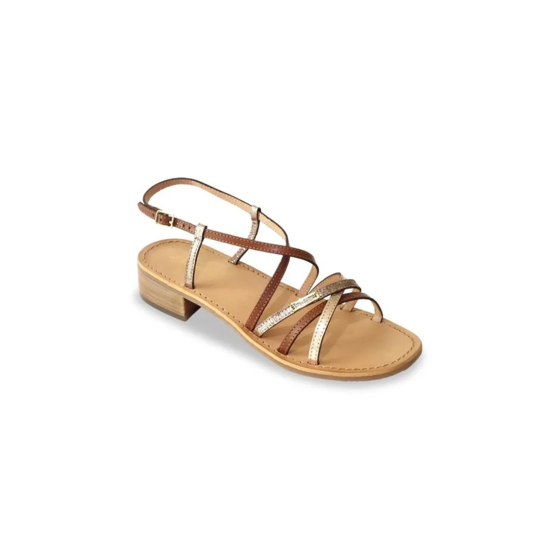 Sandales HARRYNA tan-or en cuir marron clair