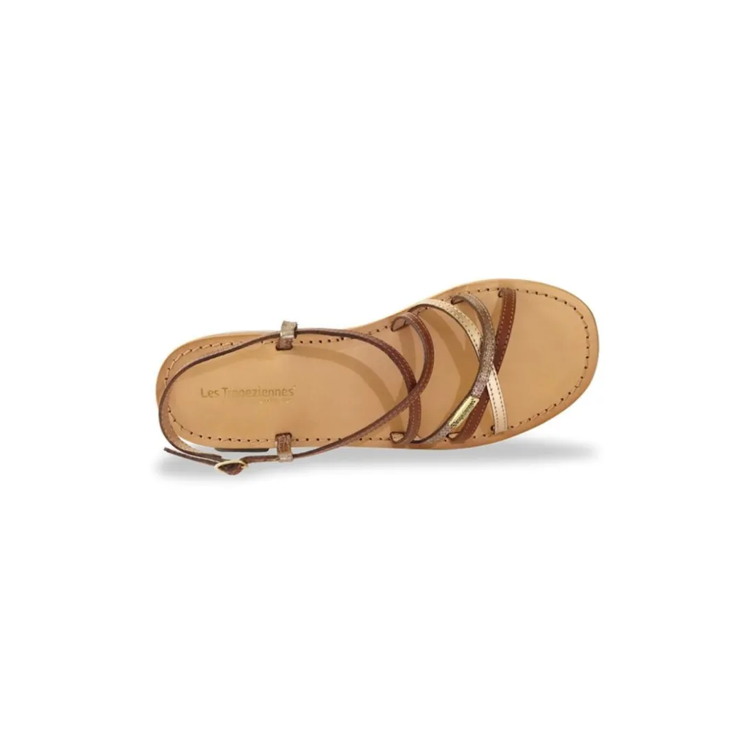Sandales HARRYNA tan-or en cuir marron clair