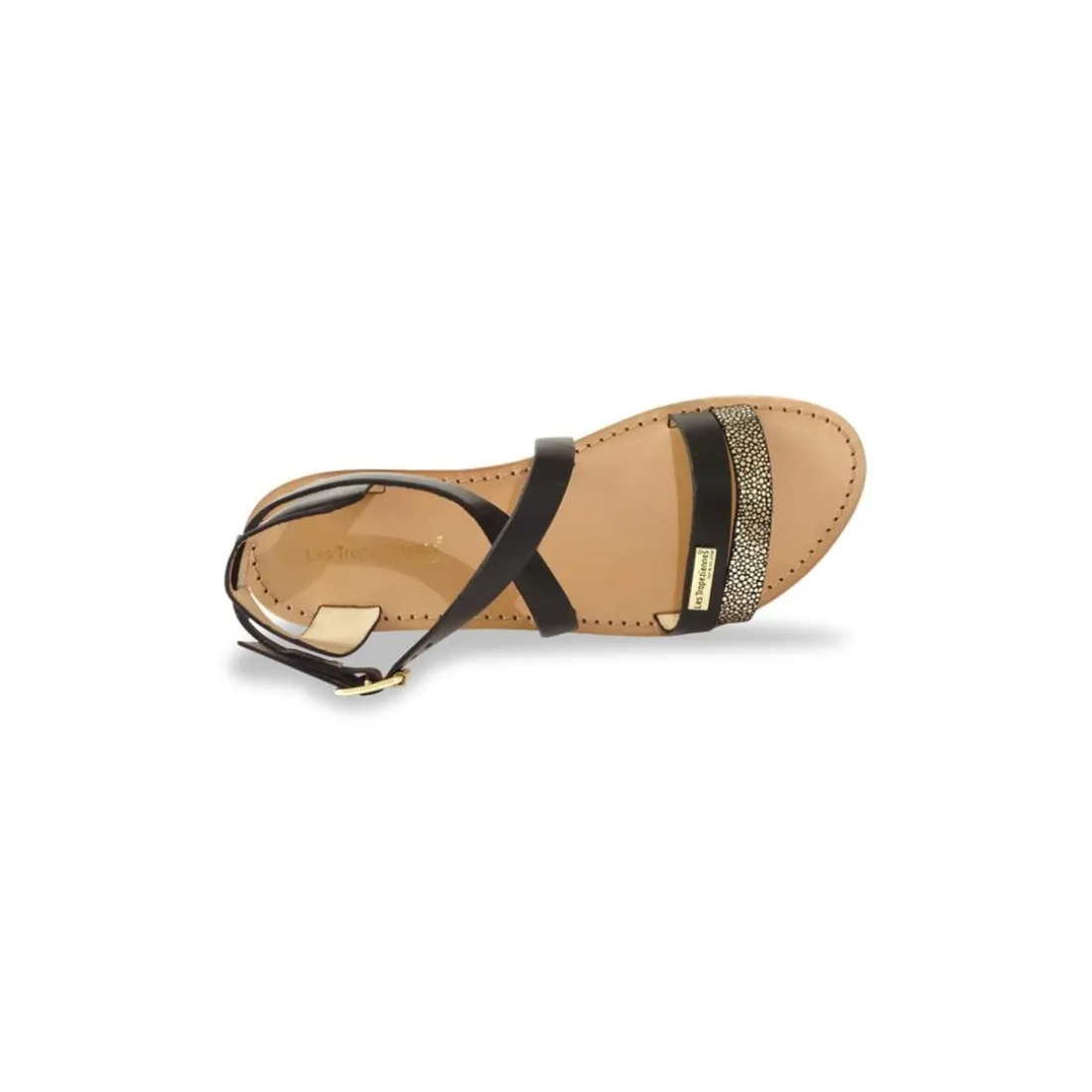 Sandales HIPAZ noir-or en cuir