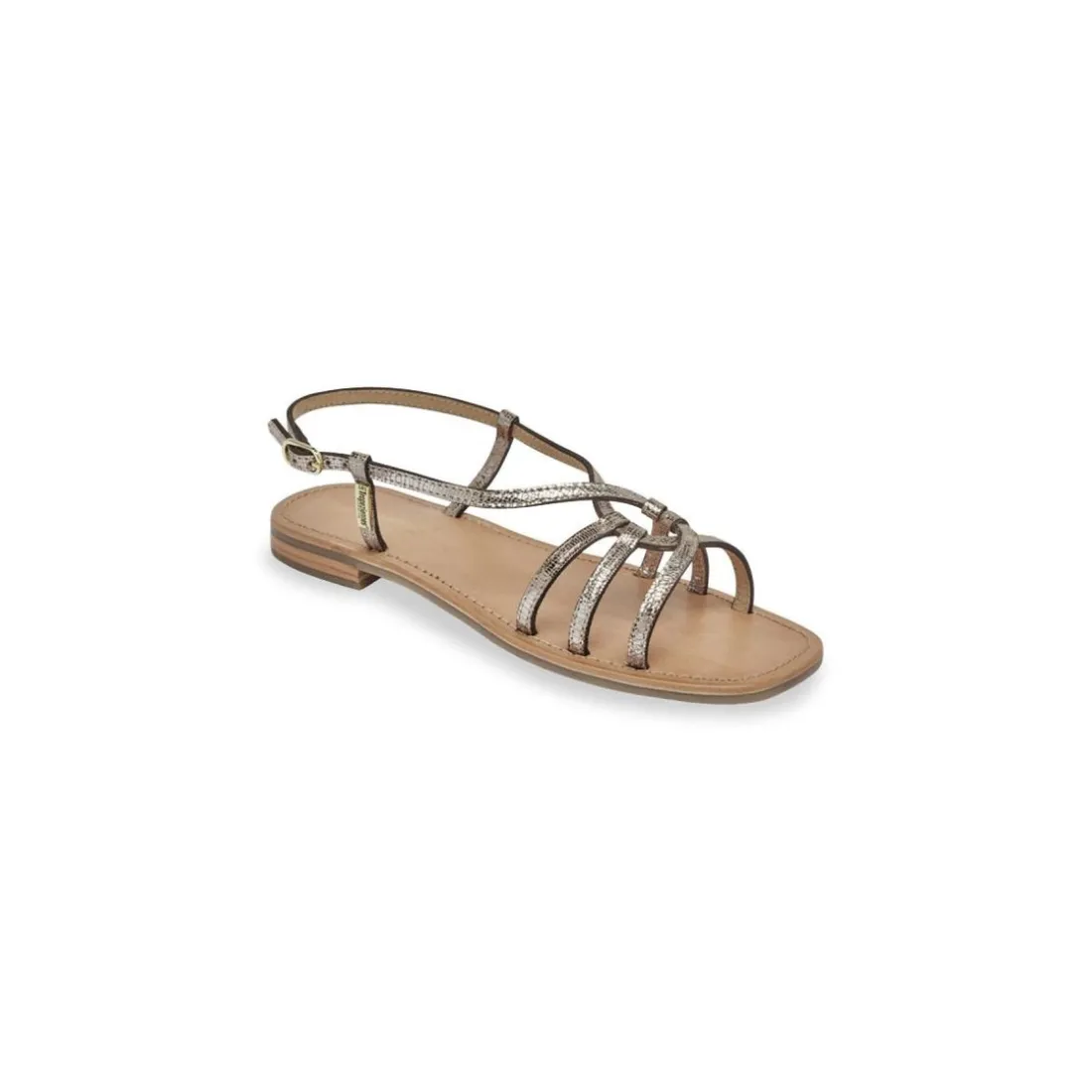 Sandales HUDON or lezard en cuir