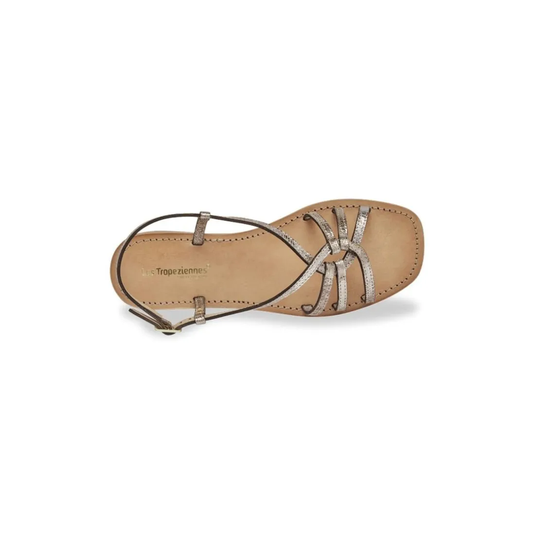 Sandales HUDON or lezard en cuir