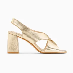 Sandales Lauren or à brides croisées et talon haut