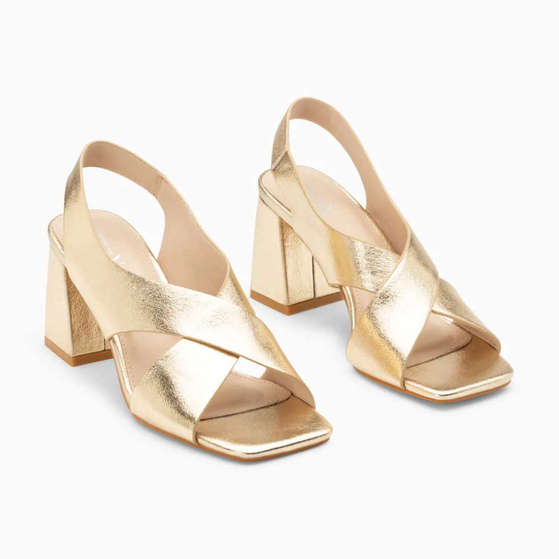 Sandales Lauren or à brides croisées et talon haut
