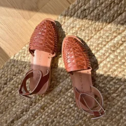 Sandales tressées à plateforme LOMA tabac marron en cuir