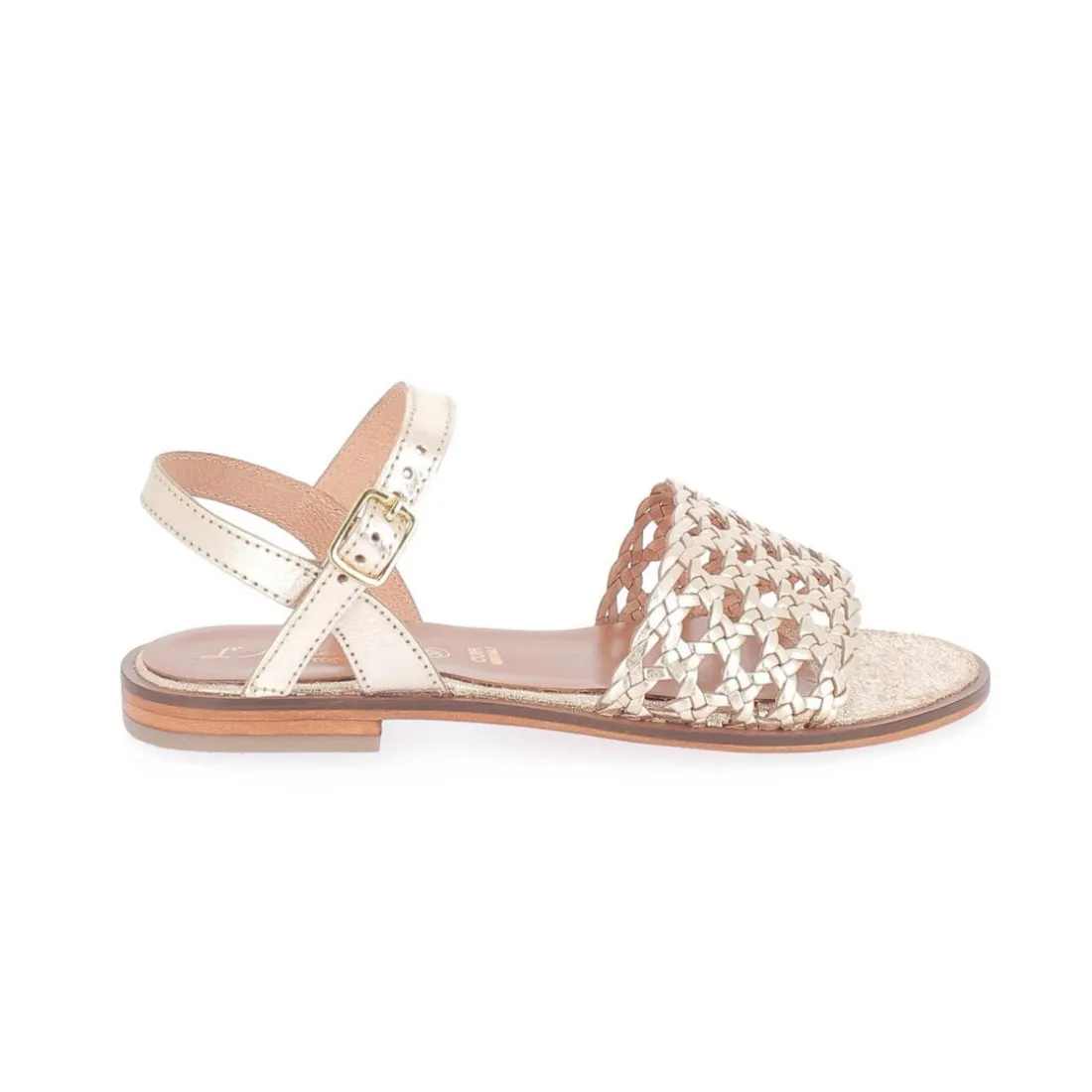 Sandales tressées Femme En Cuir - Doré