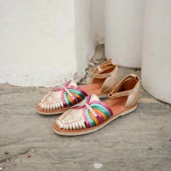 Sandales tressées NAYELI iris doré en cuir