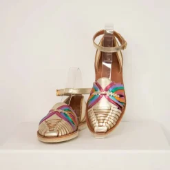 Sandales tressées NAYELI iris doré en cuir