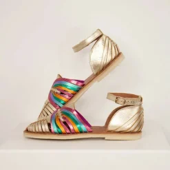 Sandales tressées NAYELI iris doré en cuir