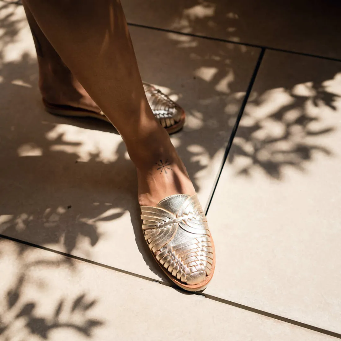 Sandales tressées SONORA champagne en cuir