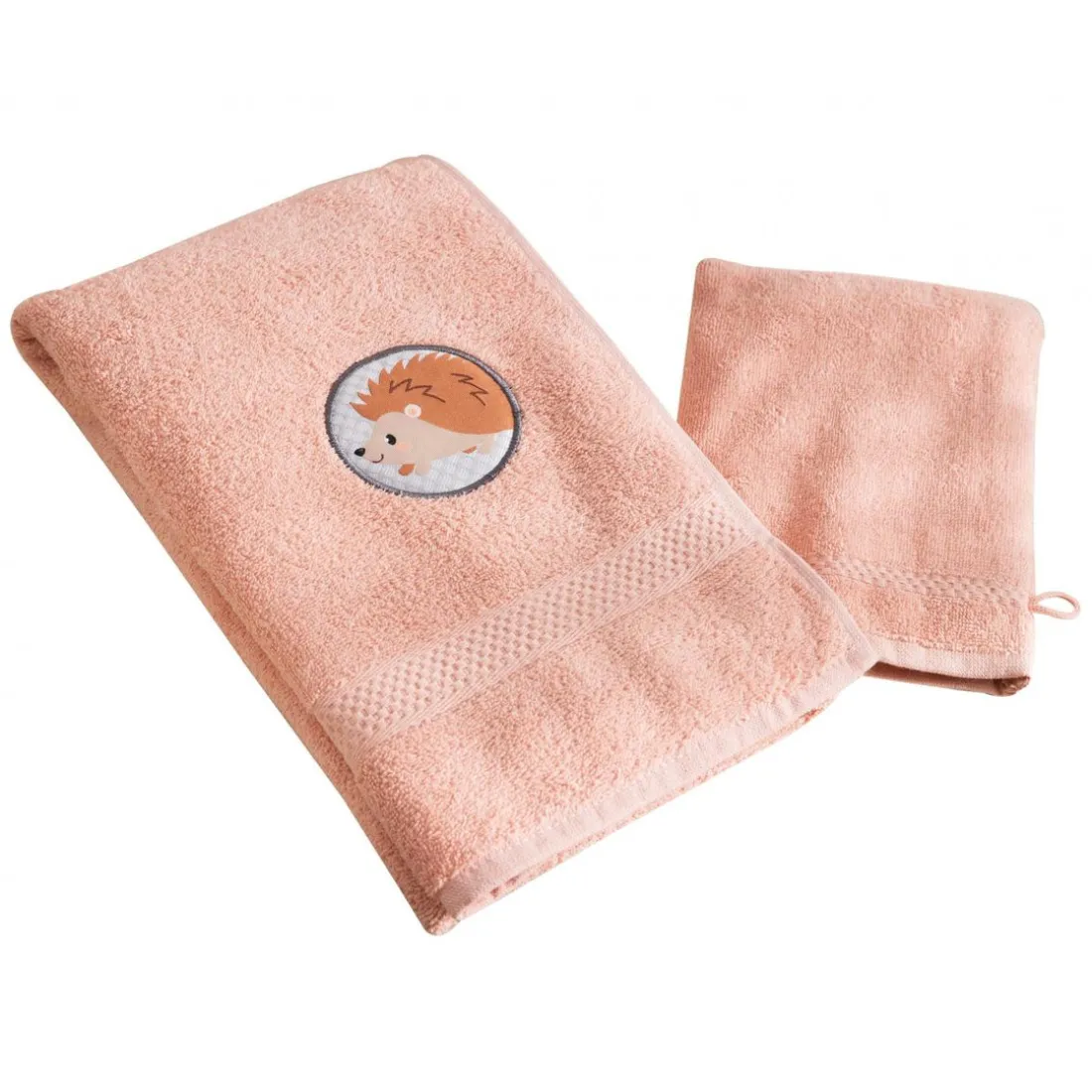 Serviette de bain enfant rose PETITES BETES en coton