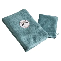 Serviette de bain enfant bleue PETITES BETES en coton