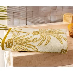 Serviette de bain PALMARIX jaune ocre en coton