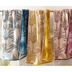Serviette de bain PALMARIX jaune ocre en coton