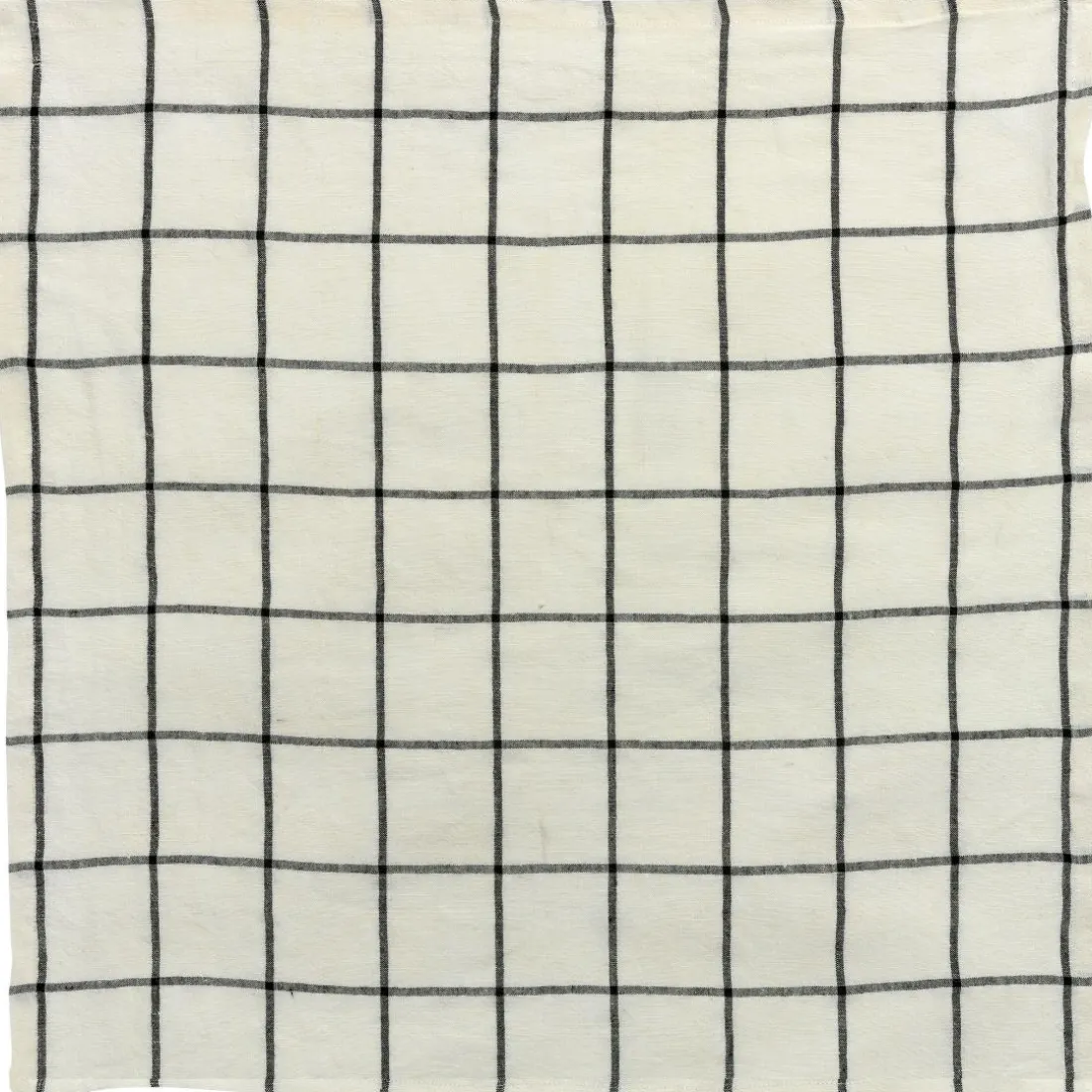 Serviette de table carreaux Karma Ecru/noir 50 x 50