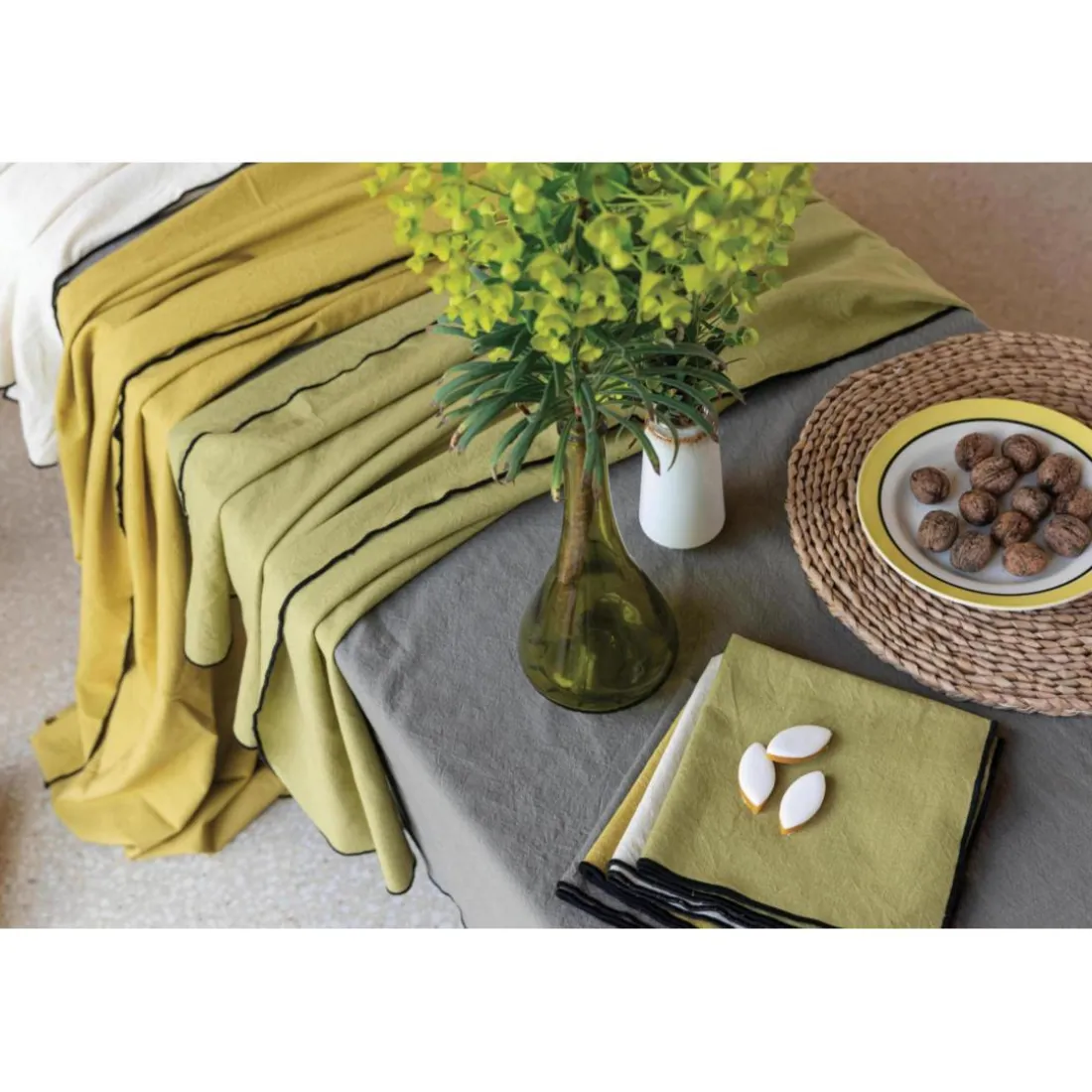Serviette de table recyclée Grace Ficelle 40 x 40